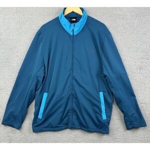 The North Face Wayroute Fleece Jacket Mens 2XL Blue Full Zip Waffle Print